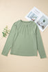 Raglan Long Sleeve Exposed Seam Detail Relaxed Fit Crew Neck Top